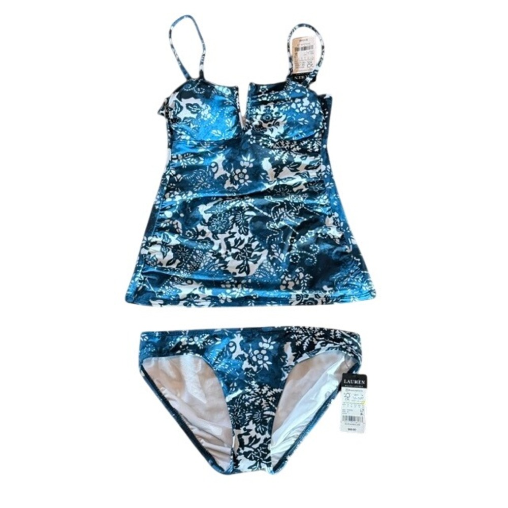 Lauren Ralph Lauren Blue Floral Tankini Swimsuit Set NWT Size 4